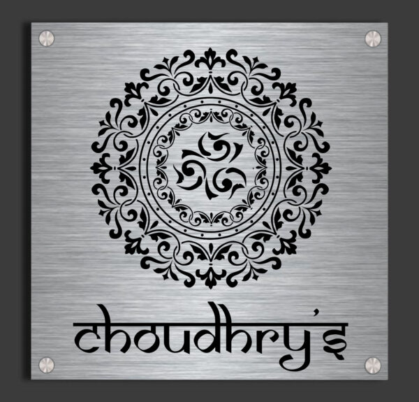 Floral Chakra" Steel Name Plate