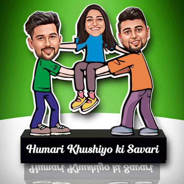 Khushiyo Ki Sawari Caricature: Rakhi Gift for Two Brothers and One Sister