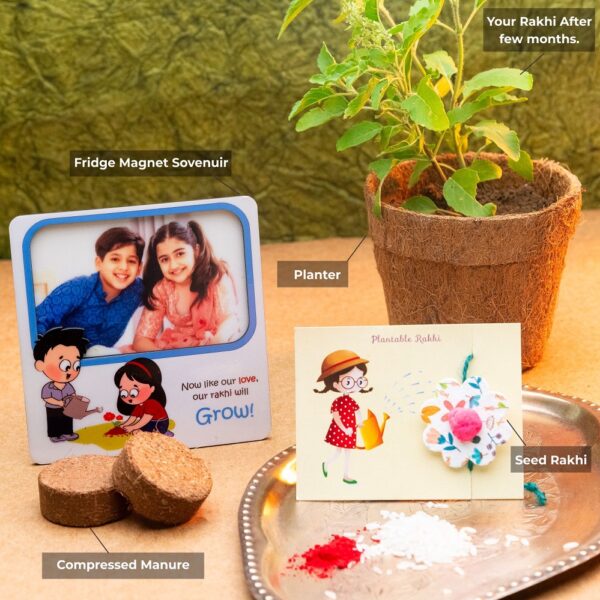 Seed Rakhi + Photo Magnet Sovenuir