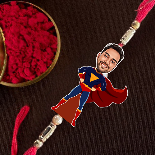 Personalized Superhero Rakhi with Custom Photo - Unique Raksha Bandhan Gift