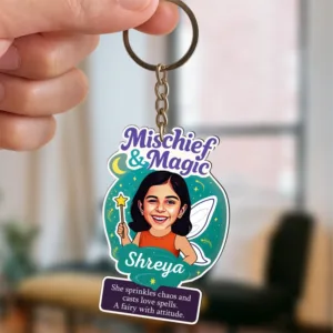 Mischief & Magic – Personalized Gift for Small Sister | Custom Fairy-Themed Caricature Standee