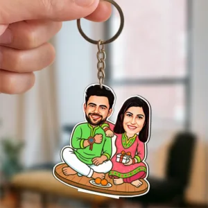Rakhi Rituals – Personalized Brother-Sister Caricature | Custom Photo Rakhi Gift Standee (7x4") – MDF & Acrylic