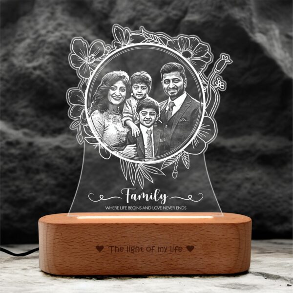 Bright Blossoms: Personalized Family Photo Lamp