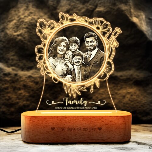 Bright Blossoms: Personalized Family Photo Lamp