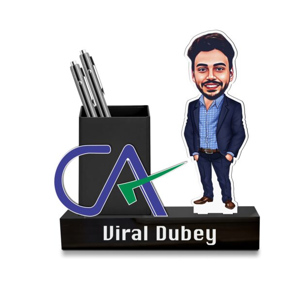 Perfect Gift for CA – Custom Caricature Pen Stand with CA Logo!