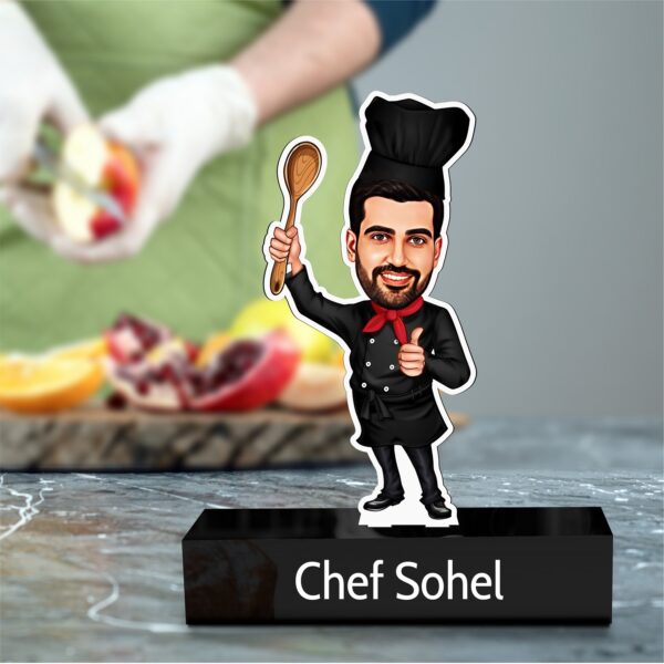 Personalized Chef Caricature – Custom Gift for Chef in Black Apron