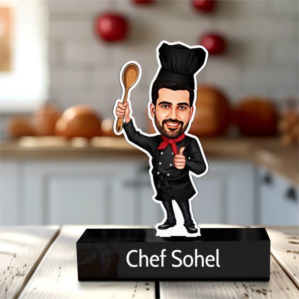 Personalized Chef Caricature – Custom Gift for Chef in Black Apron