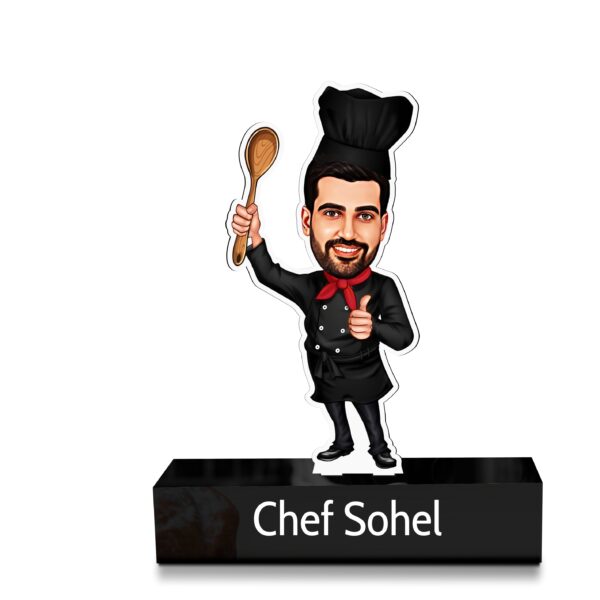 Personalized Chef Caricature – Custom Gift for Chef in Black Apron