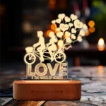 Love in Tandem – Romantic Gift for Valentine’s Day, Personalized Acrylic Lamp for Couples