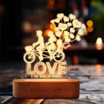 Love in Tandem – Romantic Gift for Valentine’s Day, Personalized Acrylic Lamp for Couples