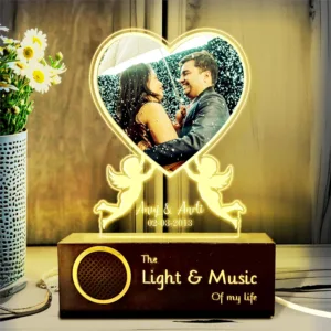 Illuminate Your Love Story with the Acrylic Photo Lamp - Engraved Cupid Edition