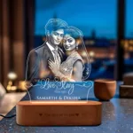 "A Love Story in Light" Engraved Couple Photo Frame Lamp