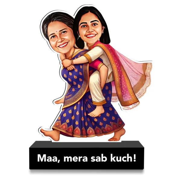 Maa & Me – Personalized Mother-Daughter Caricature | Unique Custom Gift for Mom