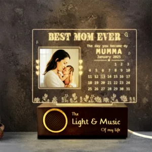 Personalized Gift for New Mom – Custom Engraved Acrylic Lamp with Baby’s Birthdate & Photo