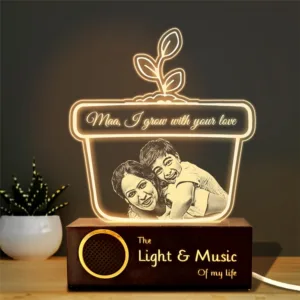 Maa, I Grow with Your Love – Personalized Acrylic Lamp | Unique Mother’s Day Gift