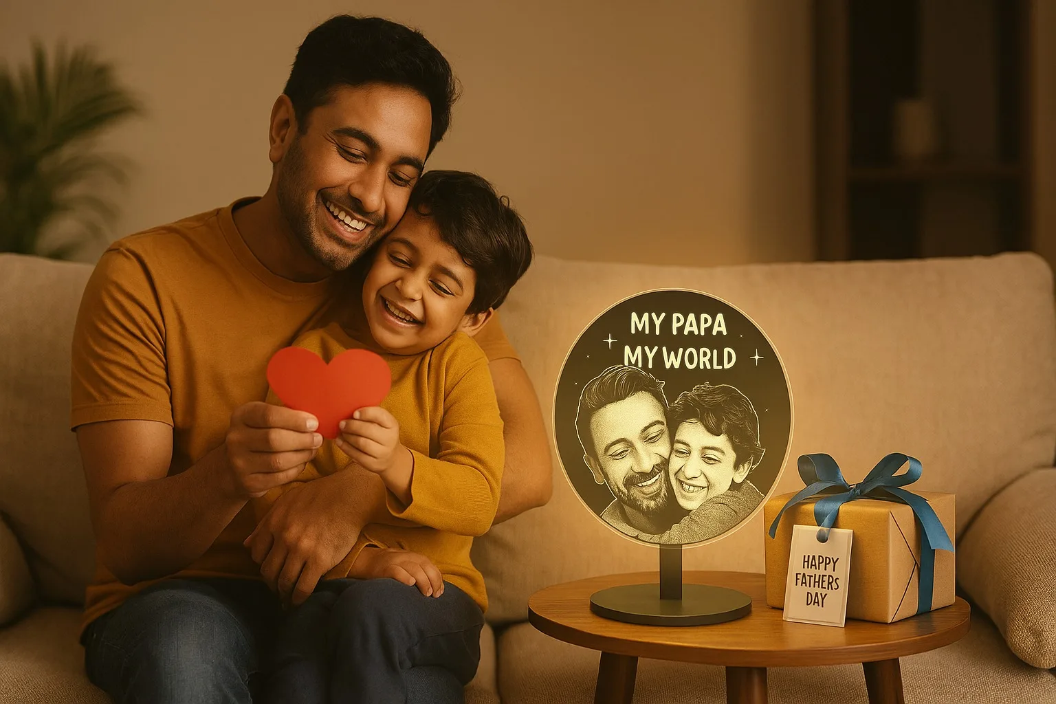Photo engraved lamp for dad gift on fathers day