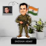 Personalized Indian Army Caricature Gift – Custom Face Standee for Army Men