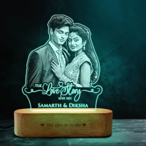 A Love Story Lamp – Personalized Wedding Gift for Couple with Photo & Names