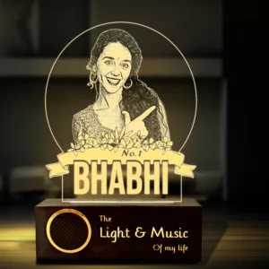No.1 Bhabhi – Personalized Gift for Bhabhi India | Custom Photo Engraved Acrylic Lamp with Wooden Base (9x6")