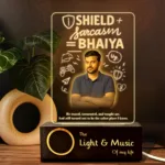Shield + Sarcasm = Bhaiya - Personalized Rakhi Gift for Elder Brother | Custom LED Acrylic Photo Lamp with Name & Photo