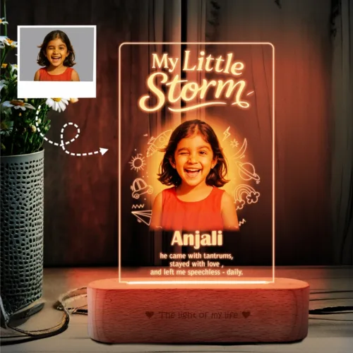My Little Storm - Customized Gift for Small Sister | Personalized LED Acrylic Photo Lamp with Name