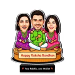 Two Rakhis, One Wallet – Rakhi Gift for Brother from Two Sisters India | Personalized Caricature Standee (7x6")