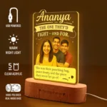 Punching Bag Princess - Personalized Rakhi Gift for Sister with Two Brothers | LED Acrylic Photo Lamp