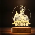 No.1 Brother – Photo Gift for Brother India | Custom Engraved Acrylic Lamp with Wooden Base (9x6")