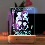 The Fantastic Four – Personalized LED Lamp for 4 Siblings | Custom Acrylic Rakhi Gift with Names | Wooden Base | 8x6x2 inch