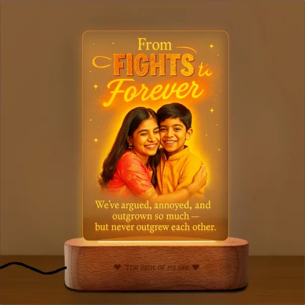 From Fights to Forever – New Rakhi Gift | Personalized LED Lamp for Raksha Bandhan