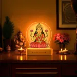 Lakshmi LED Lamp | Divine Acrylic Night Light with Wooden Base for Diwali & Prosperity Gifting