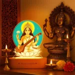 Saraswati LED Lamp | Divine Acrylic Night Light with Wooden Base for Study & Wisdom