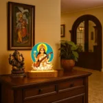 Saraswati LED Lamp | Divine Acrylic Night Light with Wooden Base for Study & Wisdom
