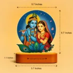 Radha Krishna LED Lamp | Divine Acrylic Night Light with Wooden Base (7×6×2 in)