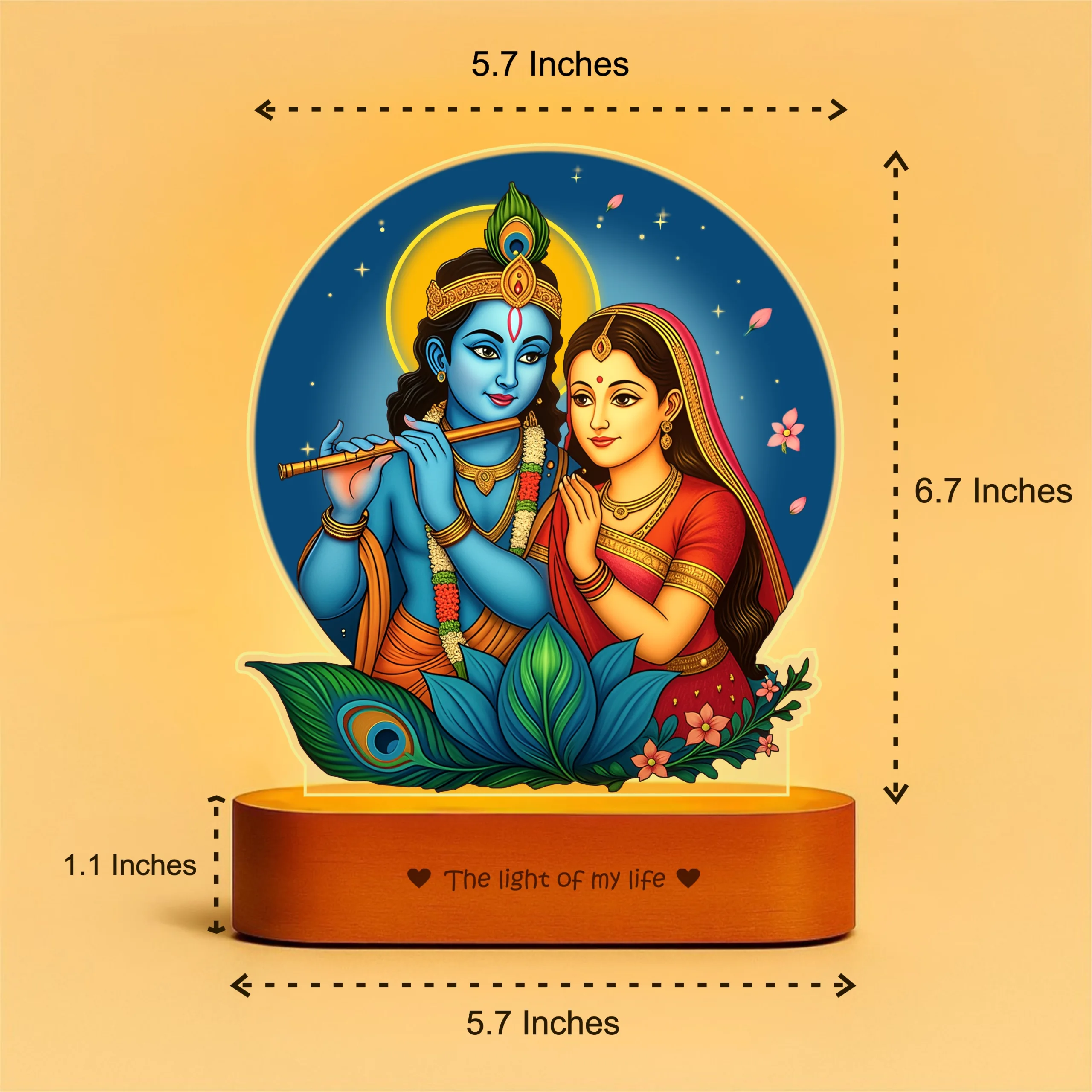 Radha Krishna LED Lamp | Divine Acrylic Night Light with Wooden Base (7×6×2 in) Radha Krishna LED Lamp | Divine Acrylic Night Light with Wooden Base (7×6×2 in)