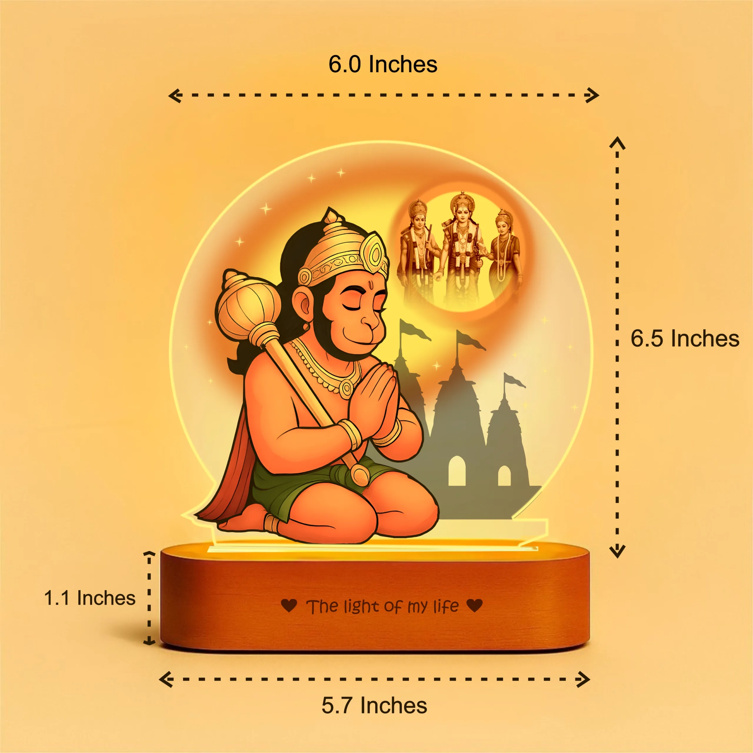 Hanuman LED Lamp | Divine Acrylic Night Light with Wooden Base for Devotees & Gifting Hanuman LED Lamp | Divine Acrylic Night Light with Wooden Base for Devotees & Gifting