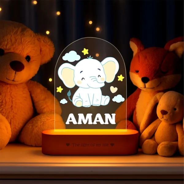 Birthday Gift for Kids – Personalized Elephant Night Lamp with Name