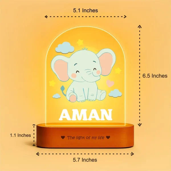 Birthday Gift for Kids – Personalized Elephant Night Lamp with Name