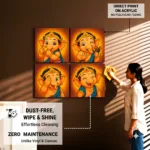 Bal Ganesha Wall Frame Set of 4 – Premium Acrylic UV Print | Vibrant Ganesha Wall Décor for Kids Room & Pooja Space
