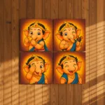 Bal Ganesha Wall Frame Set of 4 – Premium Acrylic UV Print | Vibrant Ganesha Wall Décor for Kids Room & Pooja Space