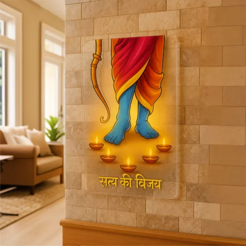 Shri Ram Wall Frame – Ram’s Homecoming Acrylic UV Print | Diwali Wall Décor Celebrating Victory of Good over Evil