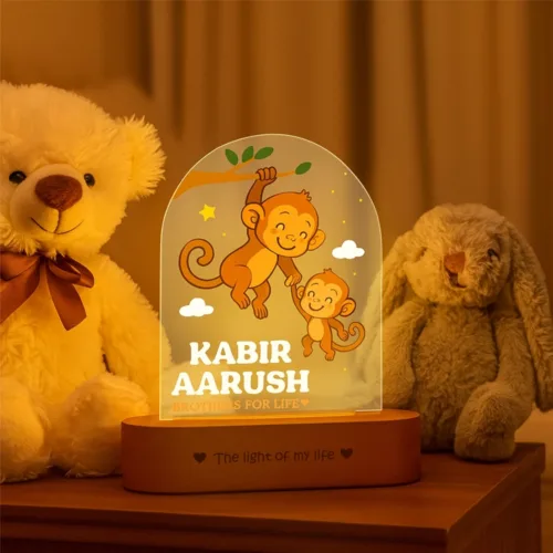 Personalized Sibling Night Lamp – Nursery Décor for Two Kids with Names