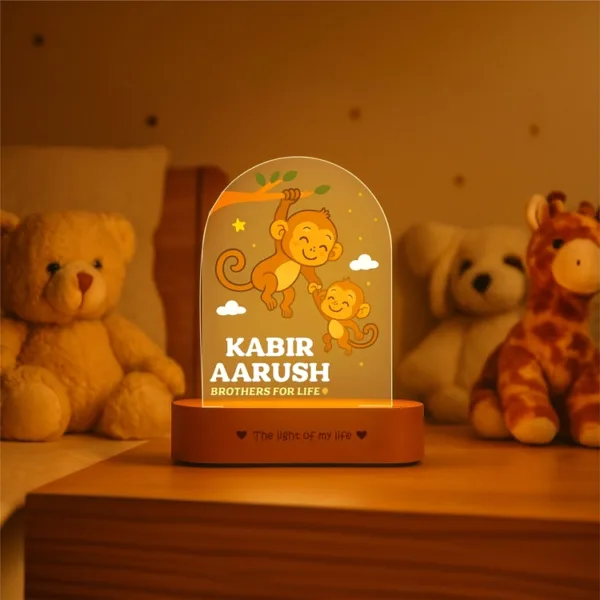 Personalized Sibling Night Lamp – Nursery Décor for Two Kids with Names