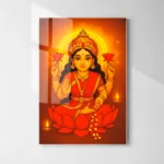Maa Lakshmi Wall Frame – UV Printed Acrylic | Glossy & Vibrant Lakshmi Ji Artwork | Durable, Easy Peel-&-Paste Pooja Décor