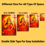 Maa Lakshmi Wall Frame – UV Printed Acrylic | Glossy & Vibrant Lakshmi Ji Artwork | Durable, Easy Peel-&-Paste Pooja Décor
