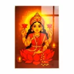Maa Lakshmi Wall Frame – UV Printed Acrylic | Glossy & Vibrant Lakshmi Ji Artwork | Durable, Easy Peel-&-Paste Pooja Décor