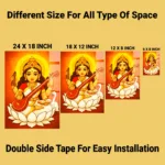 Maa Saraswati Wall Frame – UV Printed Acrylic | Glossy & Vibrant Saraswati Ji Artwork | Durable, Easy Peel-&-Paste Spiritual Décor